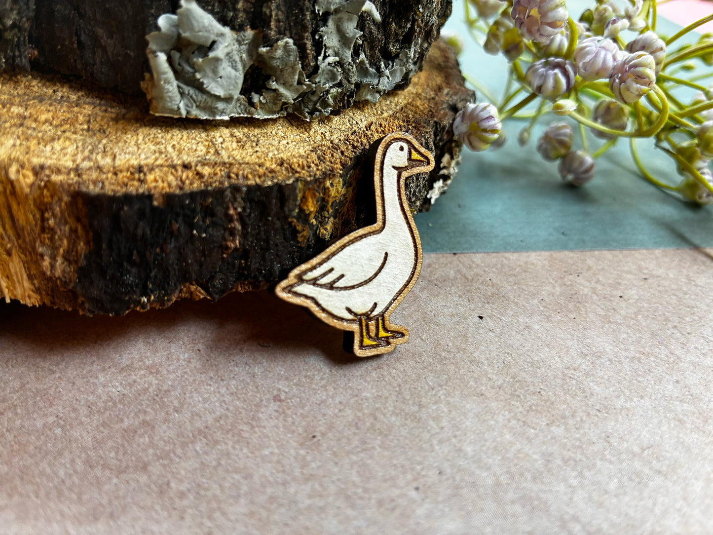 Handmade Wooden Goose Pin
