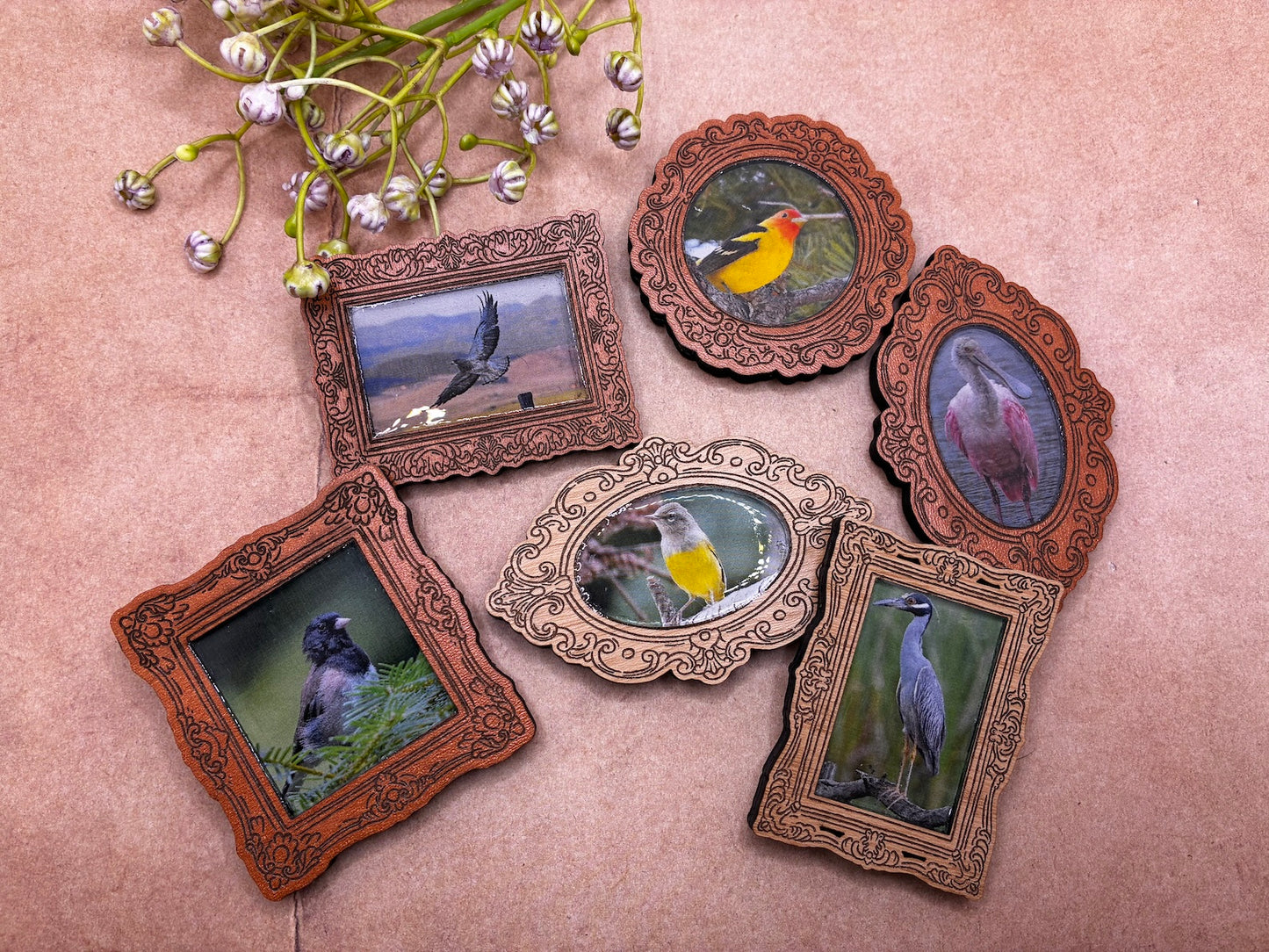 Miniature Framed Bird Magnets