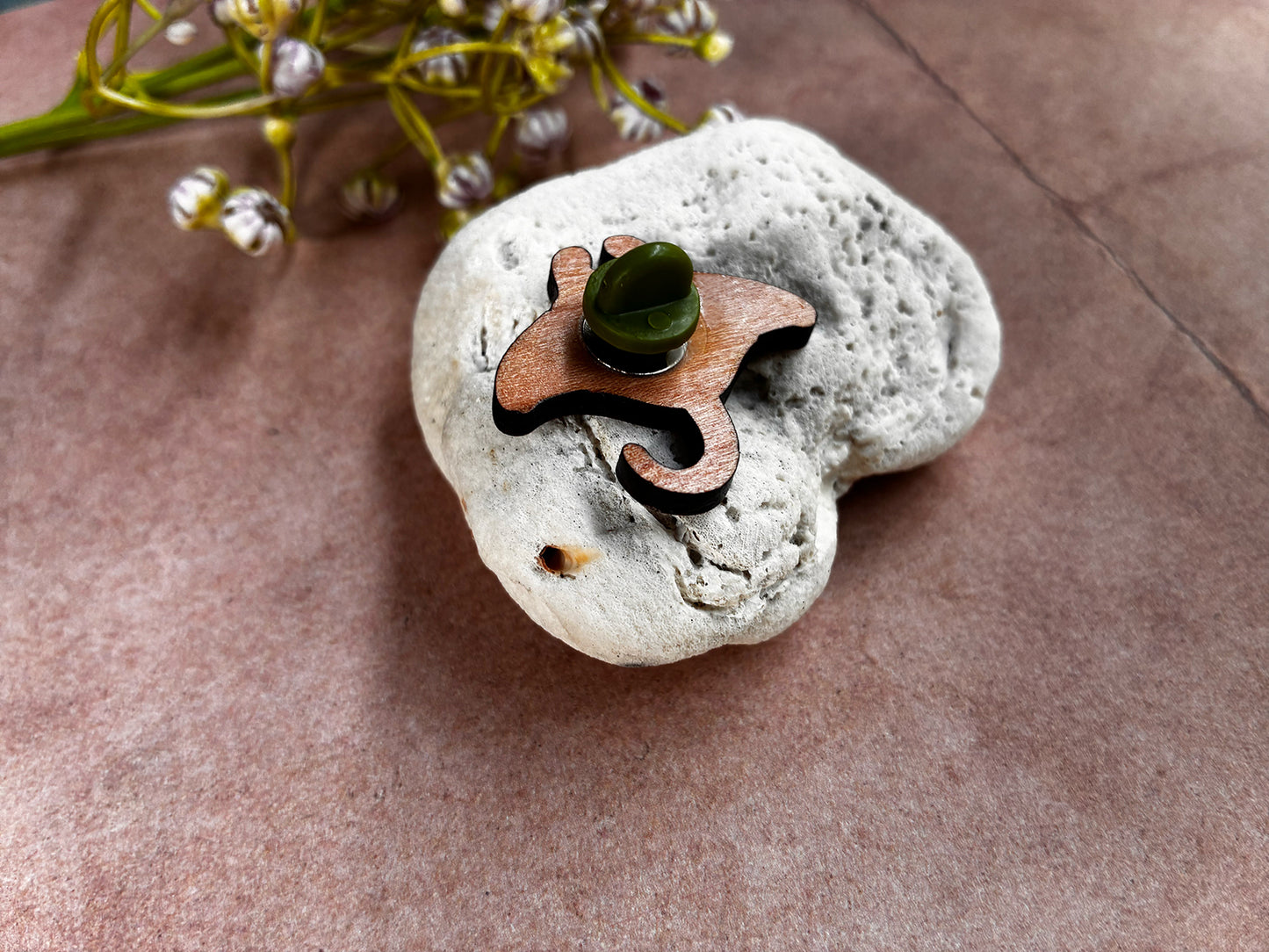 Handmade Wooden Manta Ray Pin