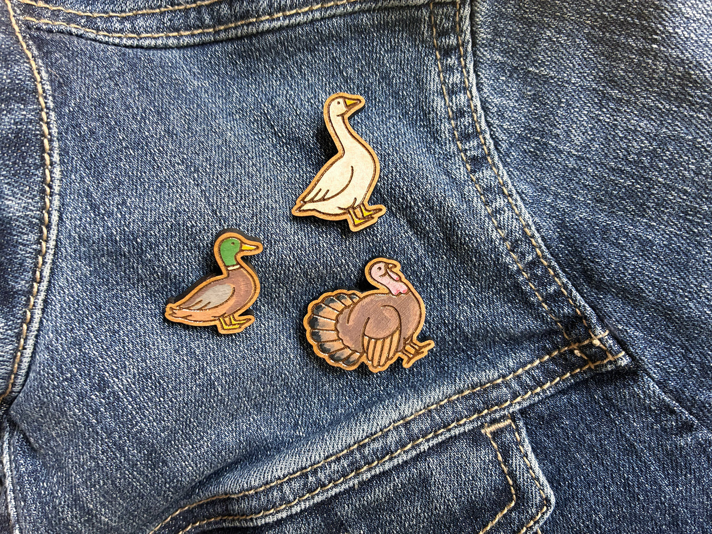 Handmade Wooden Goose Pin