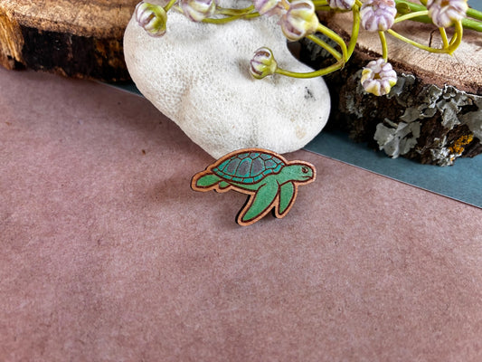 Wooden Sea Turtle Pin