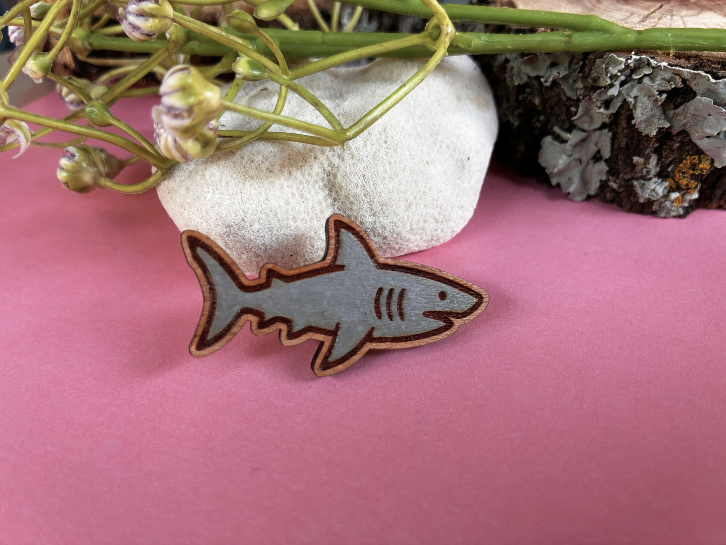 Wooden Shark Pin