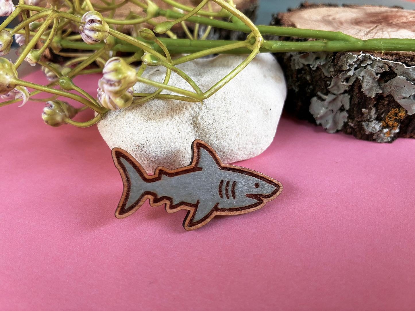 Wooden Shark Pin