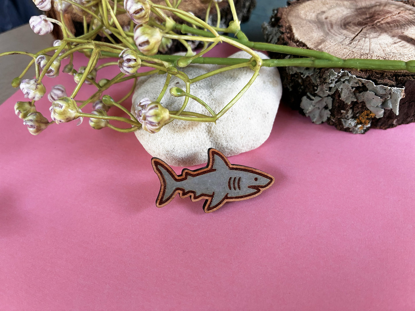 Wooden Shark Pin
