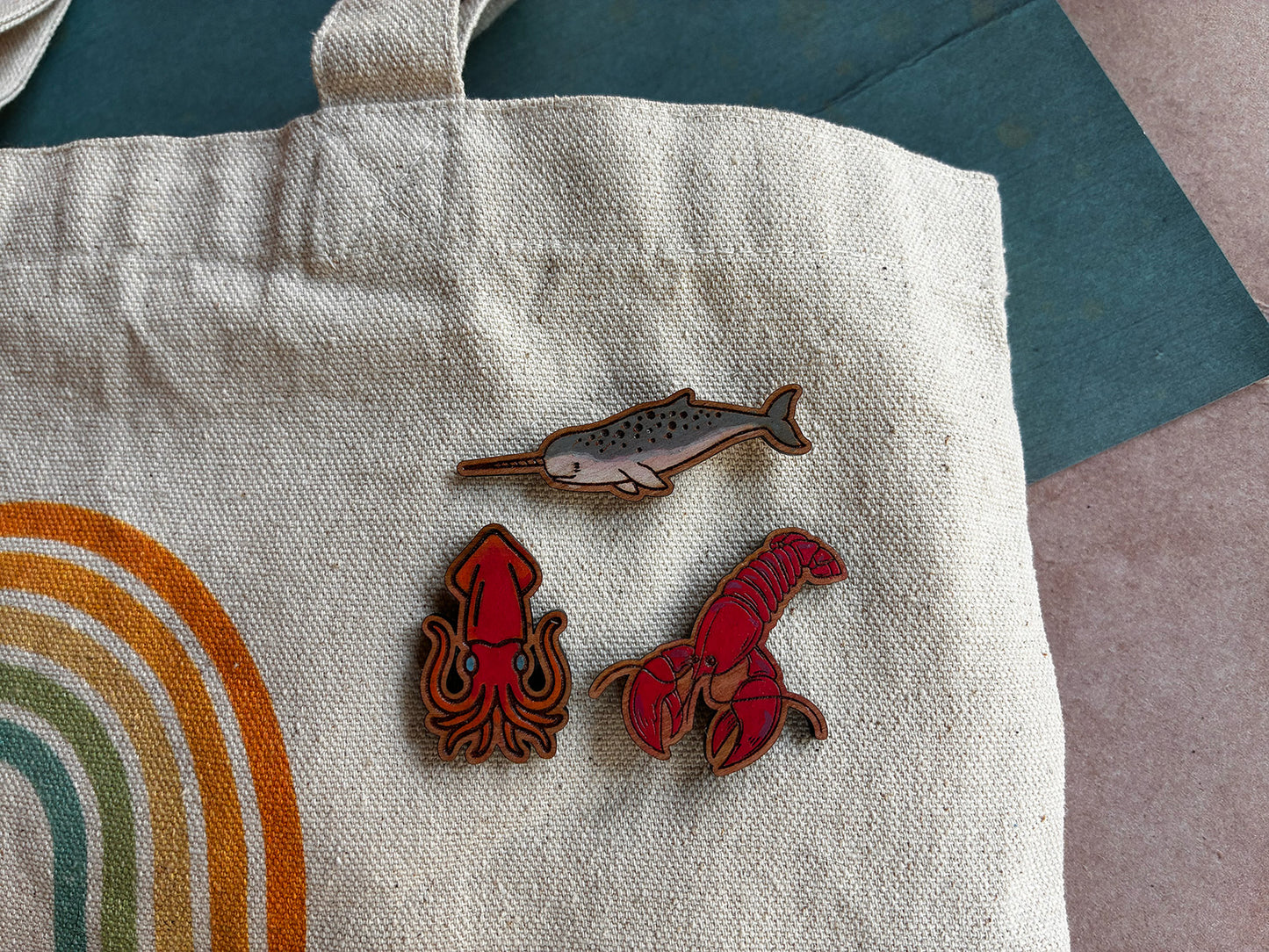 Handmade Wooden Lobster Pin