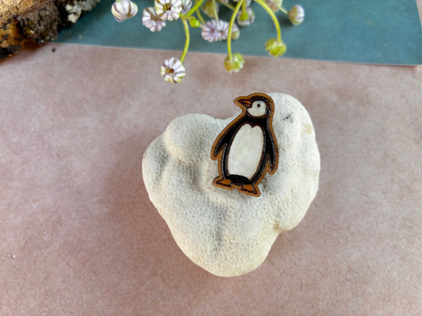 Wooden Penguin Pin