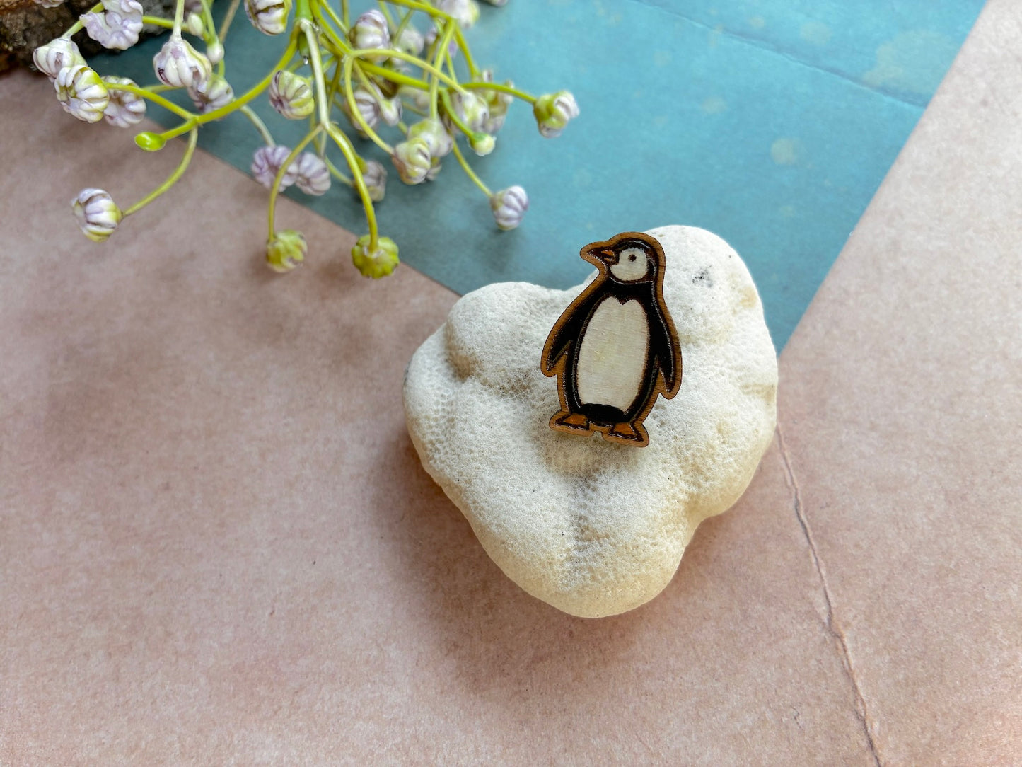 Wooden Penguin Pin