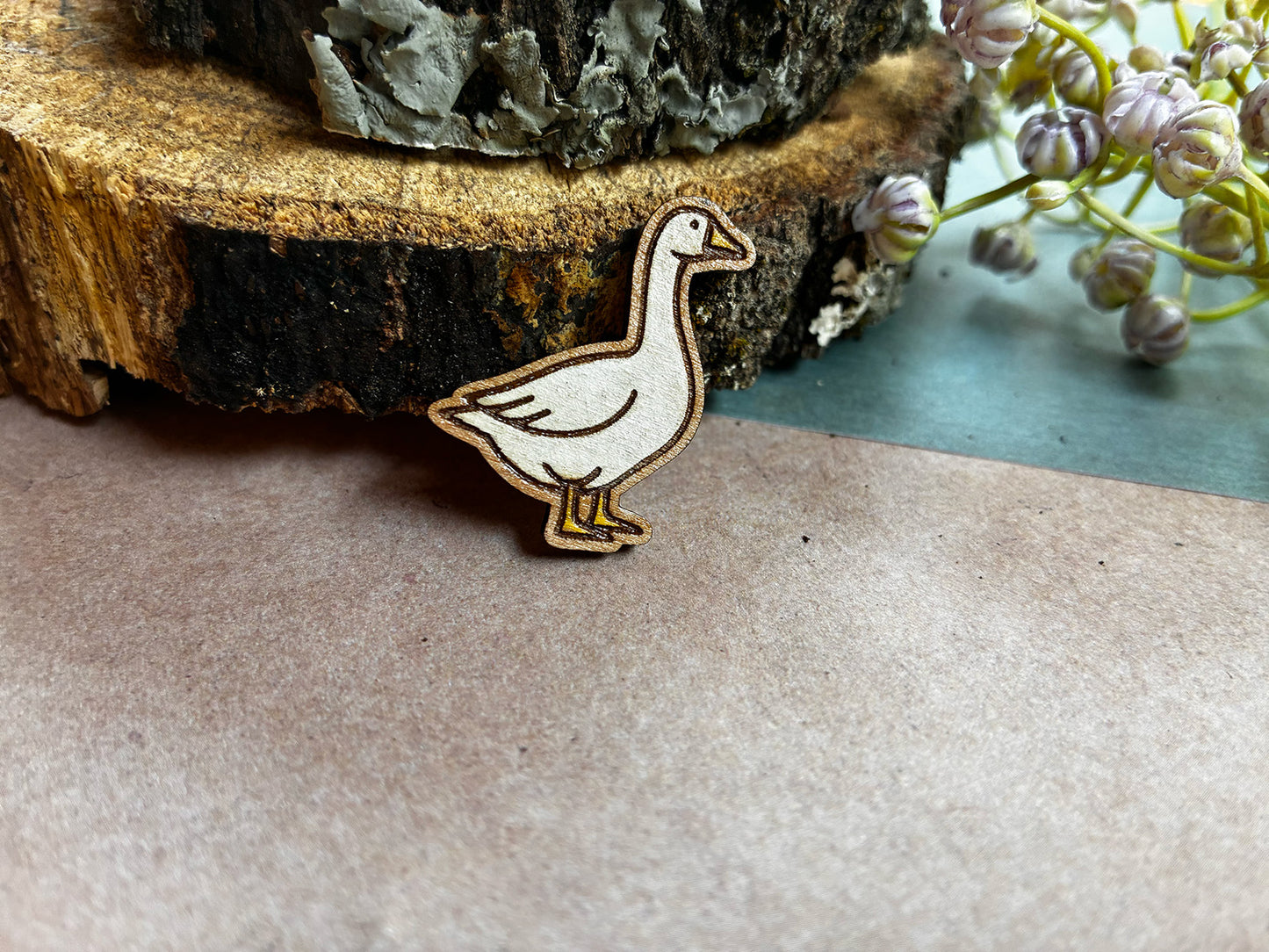 Handmade Wooden Goose Pin