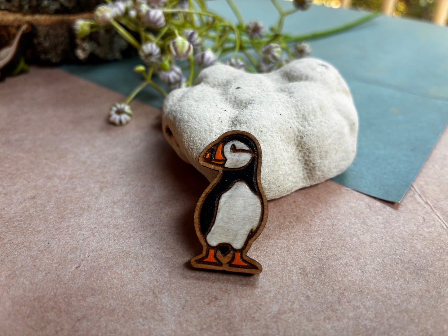 Hand-Painted Puffin Pin