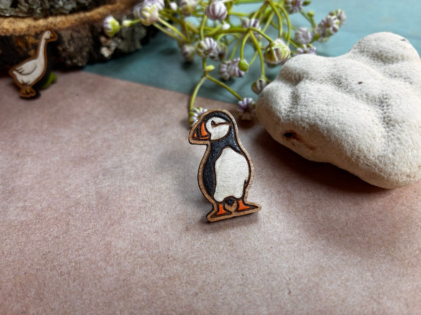 Hand-Painted Puffin Pin