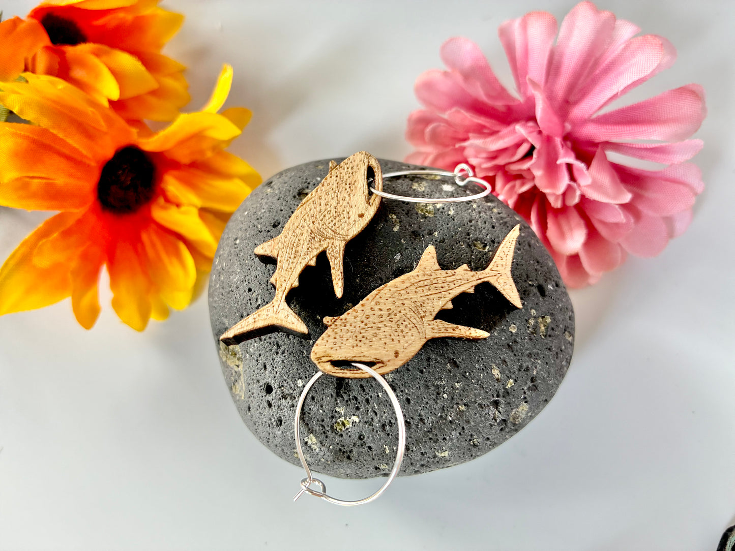 Whale Shark Wooden Dangle Earrings