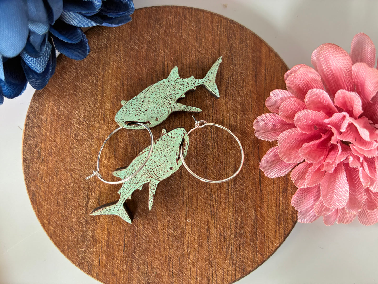 Whale Shark Wooden Dangle Earrings