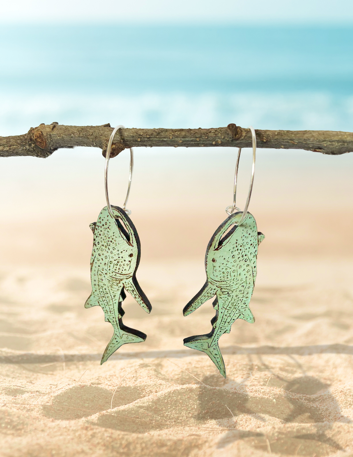 Whale Shark Wooden Dangle Earrings