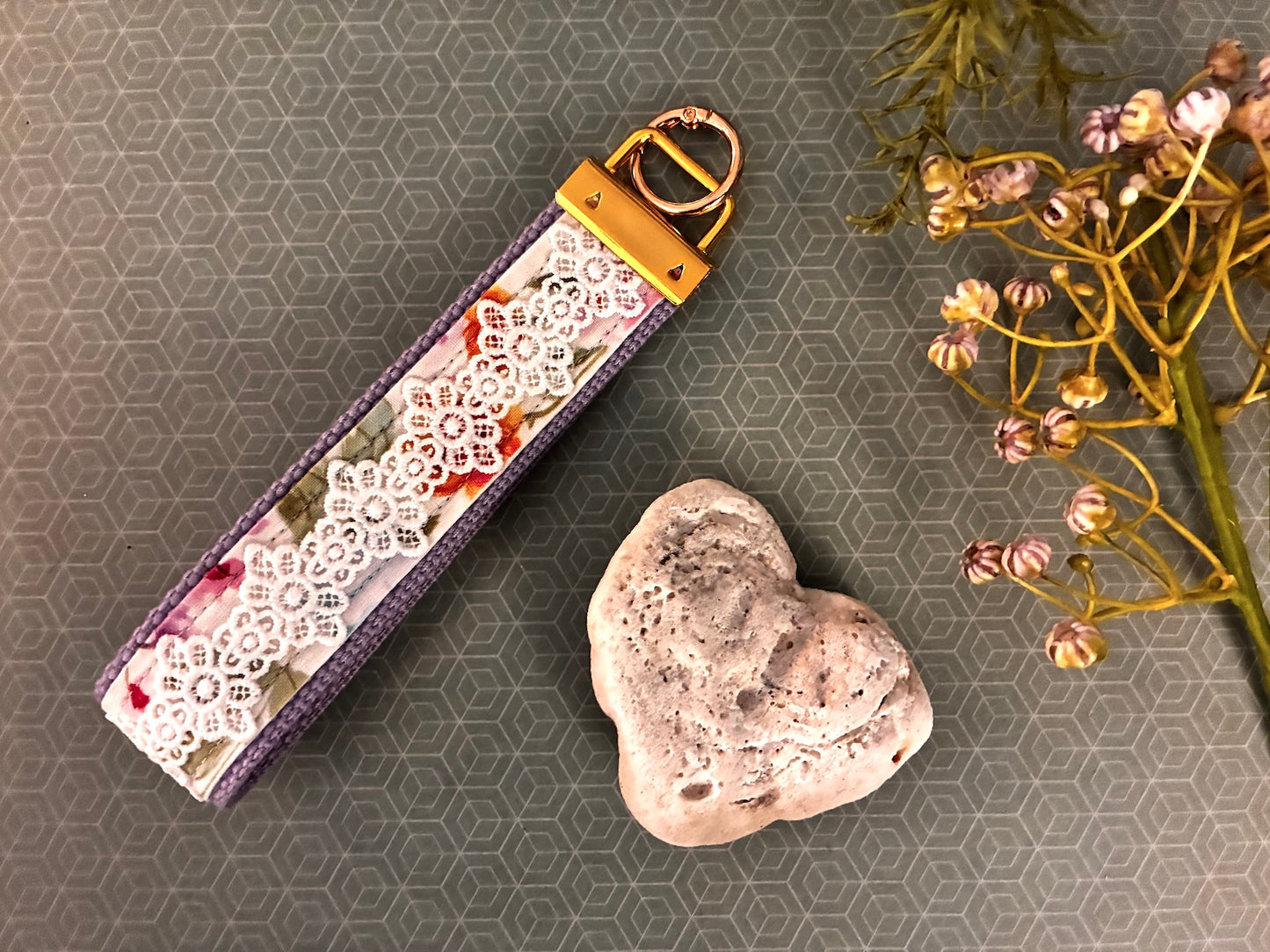 Purple and Lace Keychain Wristlet
