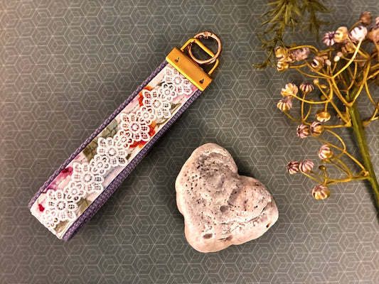 Purple and Lace Keychain Wristlet