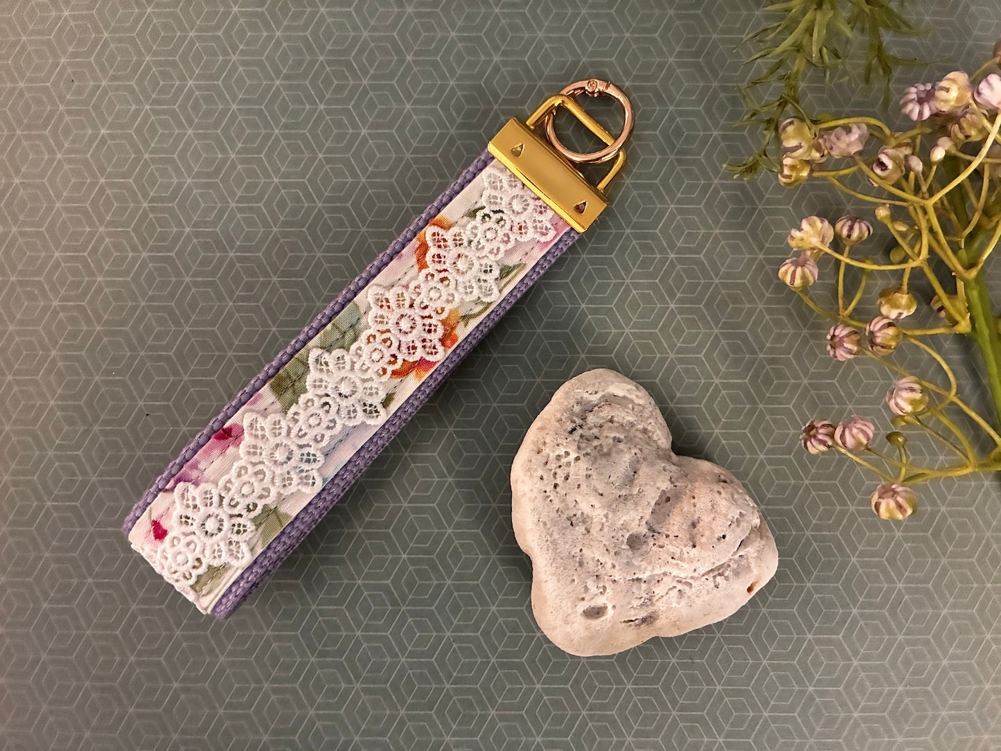 Purple and Lace Keychain Wristlet