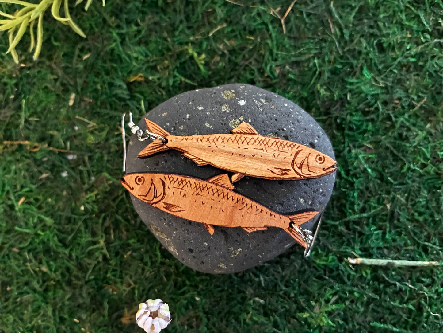 Sardine Wooden Dangle Earrings